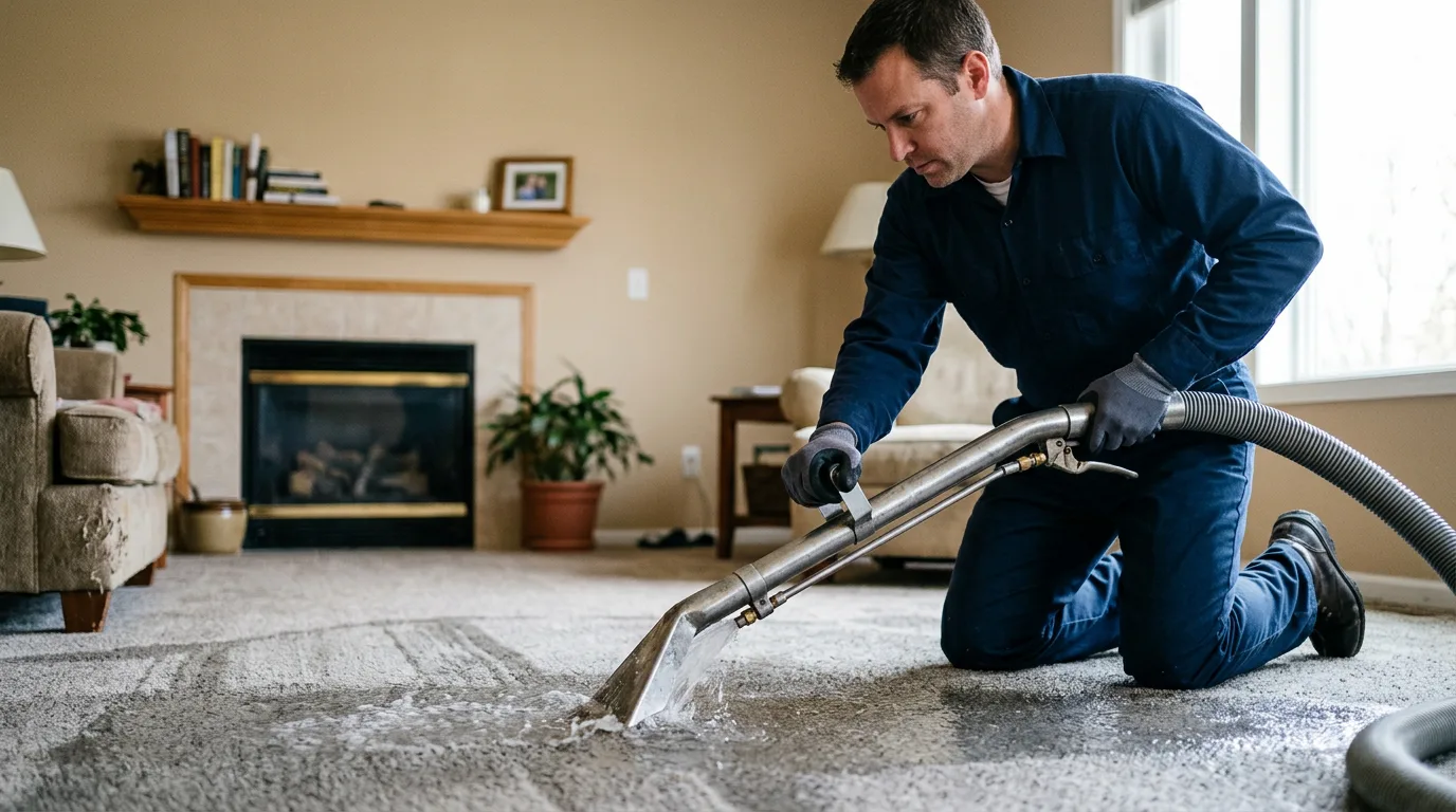 Water damage restoration technician working near Westerville, OH